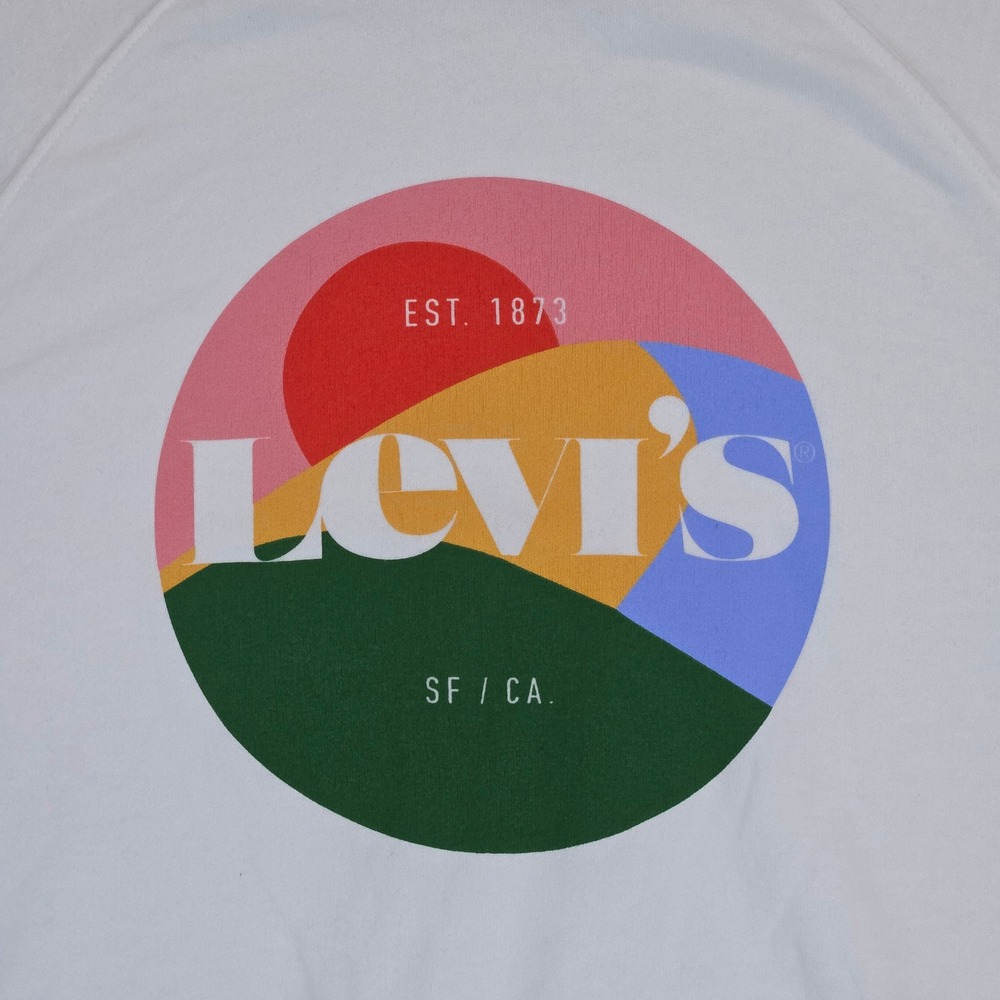 Levi's Sweatshirt Women 1X White Graphic Logo Raglan Retro French Terry Pullover - Picture 4 of 15